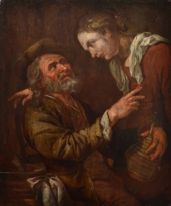 bearded man with a young girl  by Jacob Toorenvliet.